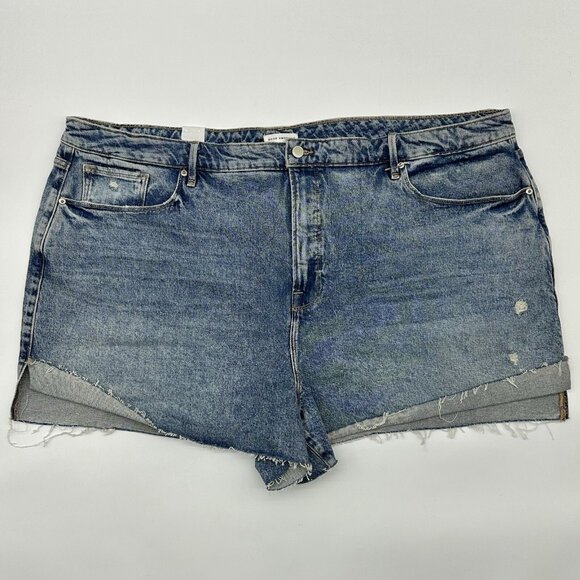 Good American Good Curves Women's Plus Size 26 Distressed Denim Jean Shorts NWT - Picture 2 of 14